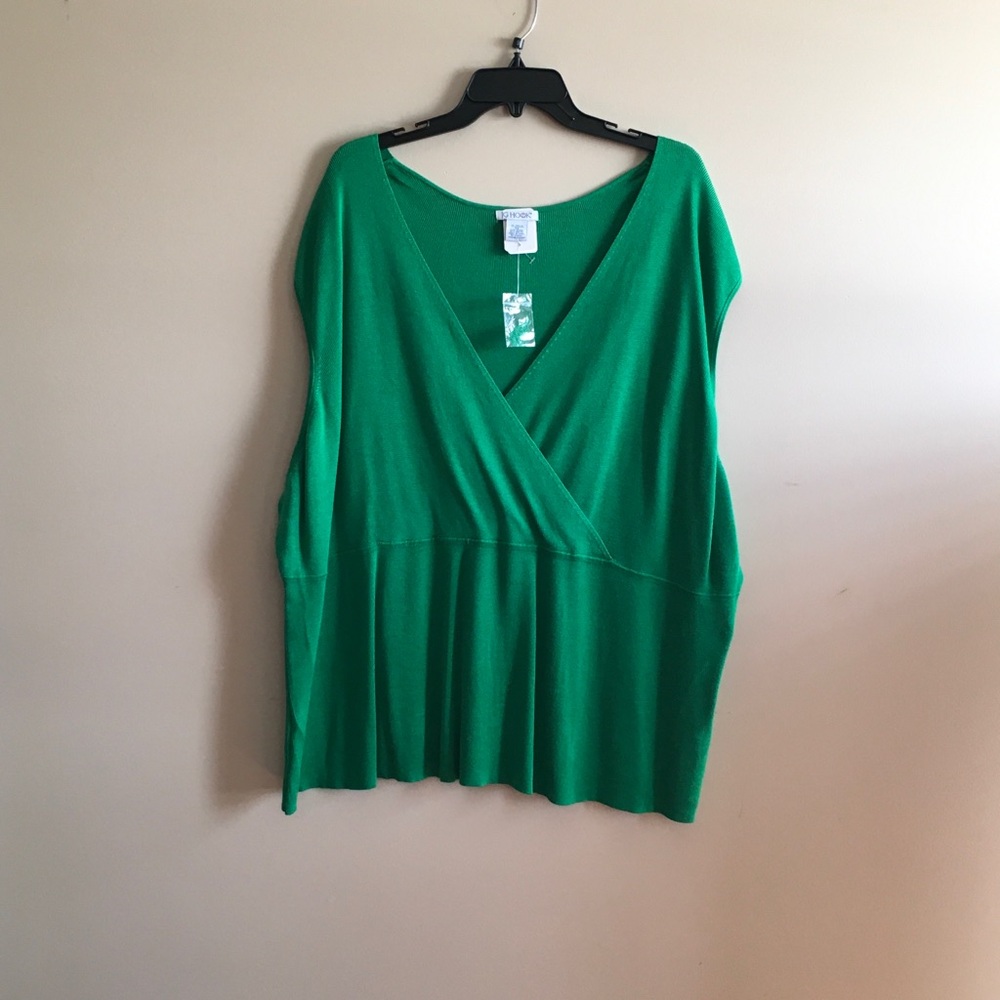 Green Sleeveless Knit Wrap Top